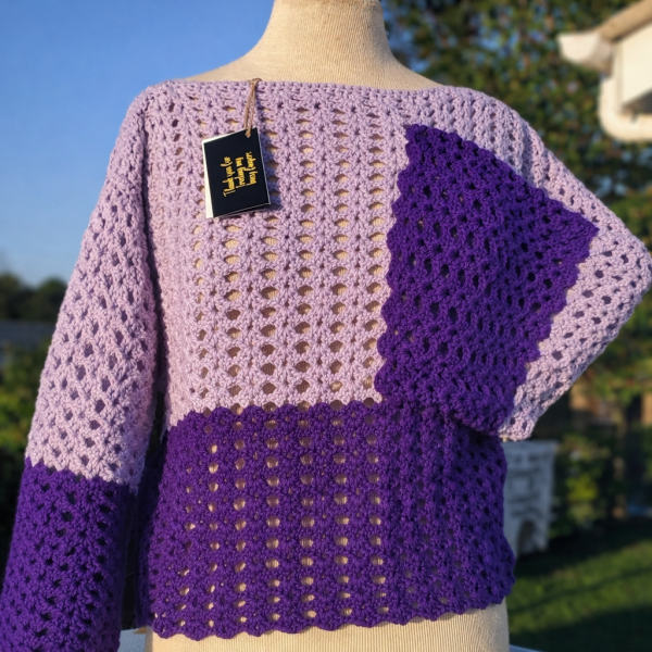 Purple & Lilac Crocheted Sweater